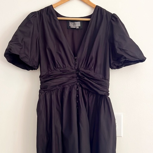 NWOT Anthropologie Katerina Button-Front Midi Dress Black - Picture 5 of 16